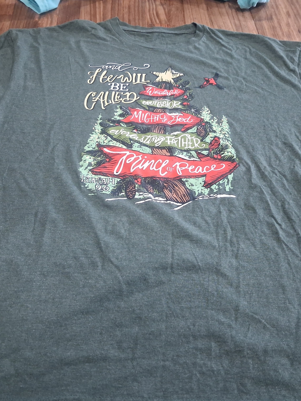 LOVE IN FAITH Women's Graphic T-Shirt - Green "Prince of Peace" Design, Size XL